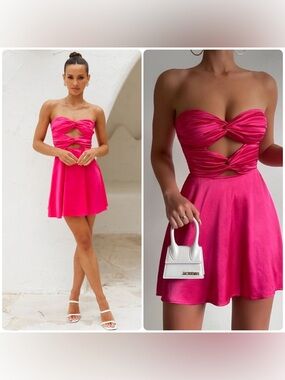 New! Runaway The Label Mich Mini Strapless Cutout Dress in Fuchsia Pink 💞size 8